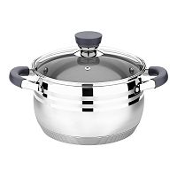 LR02-474 Кастрюля LARA (нерж) серия <MERCURY> 24см, 6.5л, стал.ручки, капсул индук дно, жароп.крышка