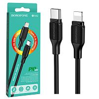 Кабель Type-C (PD) to Lightning 8-pin 20W, 1.0м BOROFONE BX42 (черный) силиконовый 3.0A